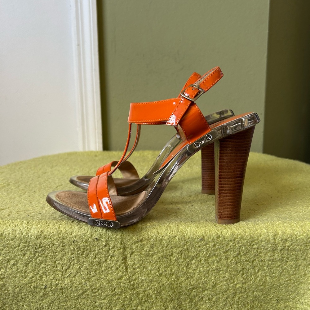 Michael Kors Leather/Clear Women’s Open Toe Heeled Sandals Sz 7